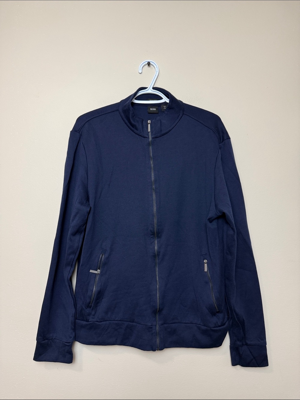 Boss Men's Navy Zip-Up Knit Jacket size XL